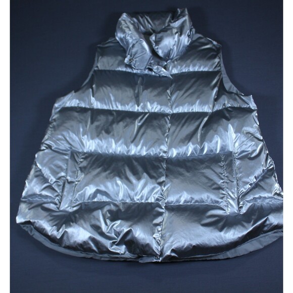 ATHLETA Downtown Metallic Puffer Vest Women's Nylon Plus Size 3X Down Mockneck - Picture 1 of 10